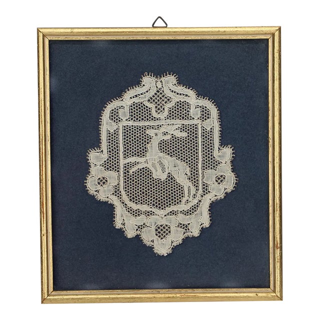 Deer, Lace, Flemish, Early 18th Century, Glass Framed For Sale