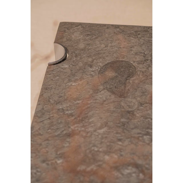 Brutalist Coffee Table with Fossil Stone Top, 1970s For Sale - Image 6 of 18