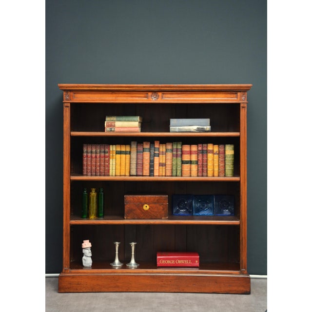 Antique Victorian Walnut Open Bookcase with Adjustable Shelves, 1880 For Sale - Image 12 of 18