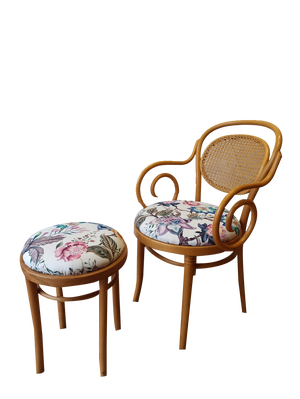 Set of Wooden Chair and Stool, 1950