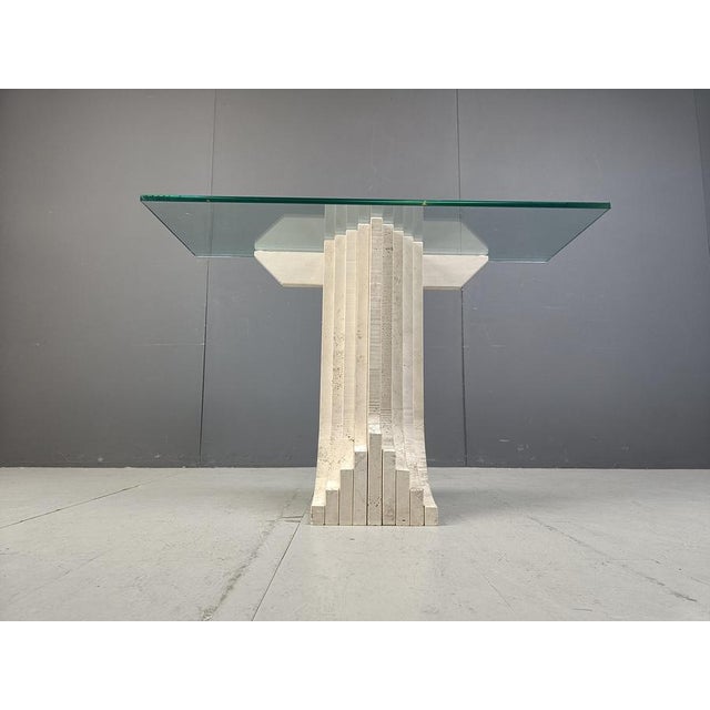 Vintage Travertine Console Table in the manner of Carlo Scarpa, 1970s For Sale - Image 6 of 12