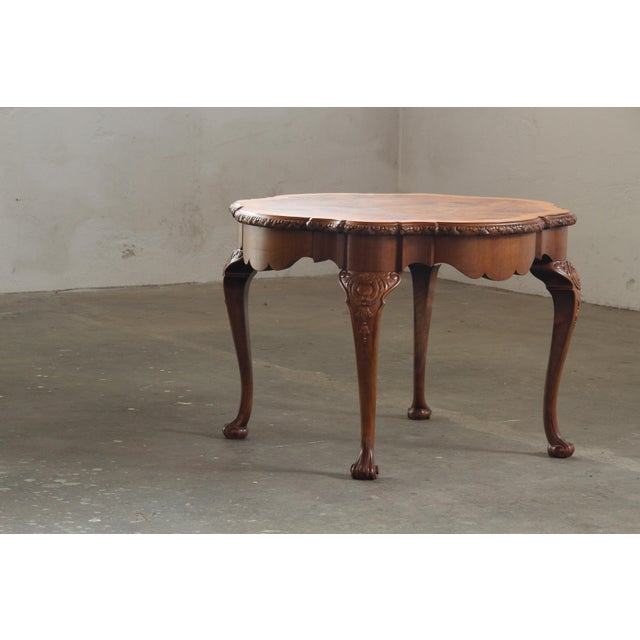 Vintage Figured Burr Walnut Pie Crust Coffee Table, 1920s For Sale - Image 4 of 18