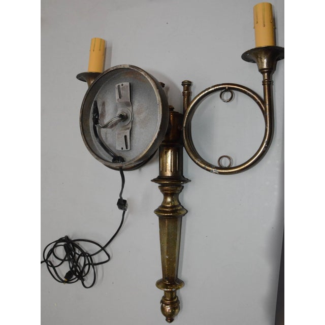 Gilt Finish Hunting Horn Electrified Wall Sconce For Sale - Image 9 of 11