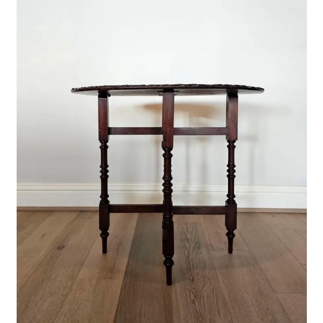 T. Simpson & Son English Victorian Relief Carved Mahogany Tilt-Top Table For Sale - Image 10 of 13