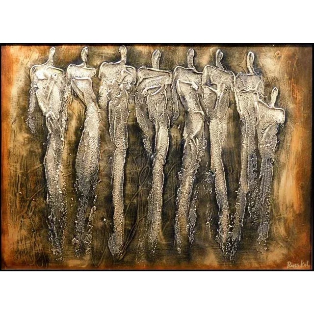 "Untitled" Mixed Media With Oil Acrylic Painting by Irina Russkol, Hand Signed & Framed For Sale - Image 4 of 5