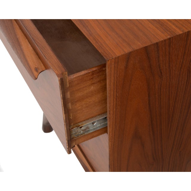 Brown Mid Century Sculptural Walnut Japanese Nightstands a Pair Albert Parvin Vladimir Kagan United Furniture Corp For Sale - Image 8 of 14