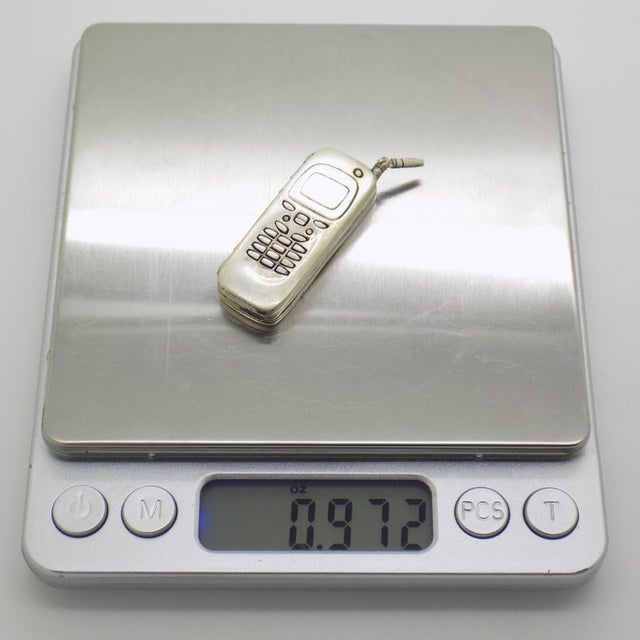 Silver Vintage Italian Handmade Genuine Sterling Silver Nokia 9000 Cellphone Figurine, 1990s For Sale - Image 8 of 10