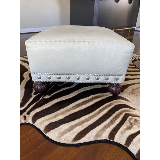 Ralph Lauren Aran Isles Ottoman in Leather For Sale - Image 9 of 9