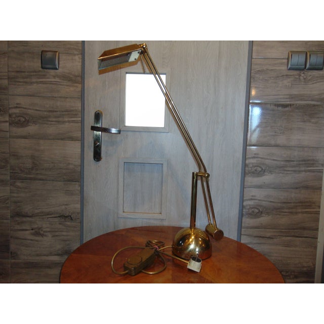 Vintage Brass Adjustable Table Lamp, 1970s, dimensions: height 74 cm, diameter at the base - 15 cm. European Plug (up to...