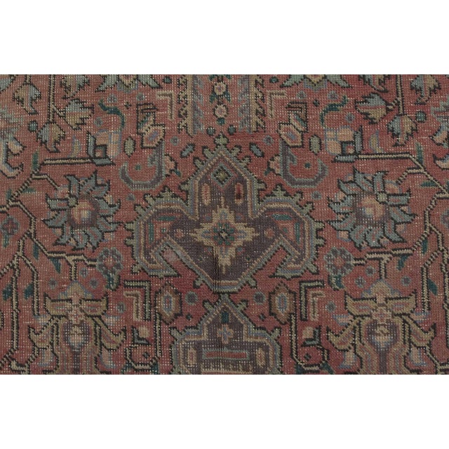 Tabriz Rug 6’4” X 9′ Pink Wool Vintage Distressed Hand-Knotted Oriental Carpet For Sale - Image 9 of 14