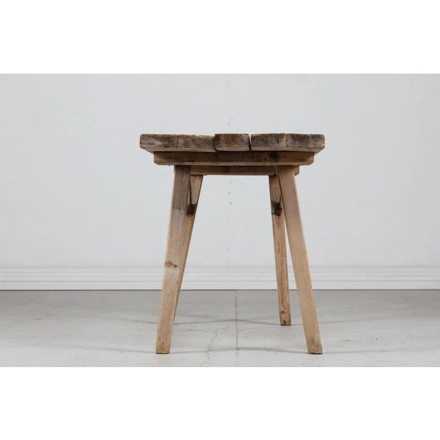 Wood Scandinavian Wabi Sabi Bench or Side Table in Pine, Early 20th Century For Sale - Image 7 of 13