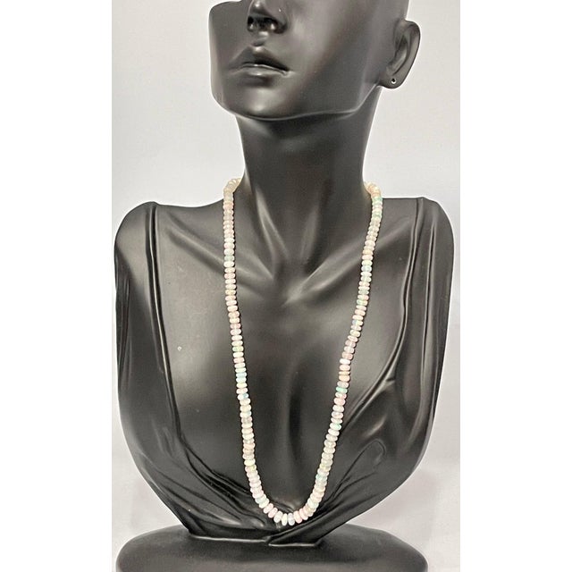 Natural Opal Faceted Bead Single Strand Necklace on Sale 14 K Gold Lobster Clasp For Sale - Image 9 of 18