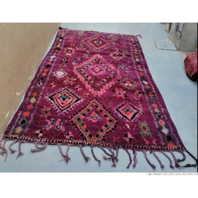Textile Vintage Moroccan Boujaad Berber Rug in Purple Wool, 1980s For Sale - Image 7 of 8