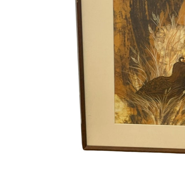1970s Louise "Lou" Wilson Signed Batik Art of Quail, Framed Wildlife Artwork. For Sale In Seattle - Image 6 of 10