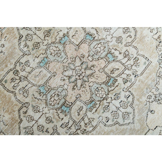 1970s Vintage Persian Handmade Wool Cotton Beıge Area Rug For Sale In San Francisco - Image 6 of 11