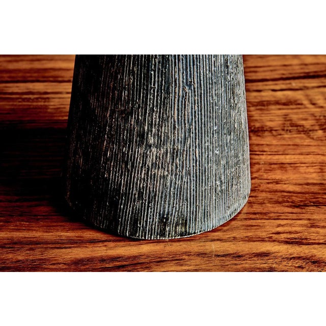 Ceramic Charcoal Glazed Ceramic Table Lamp attributed to Bitossi, Italy, 1960s For Sale - Image 7 of 9