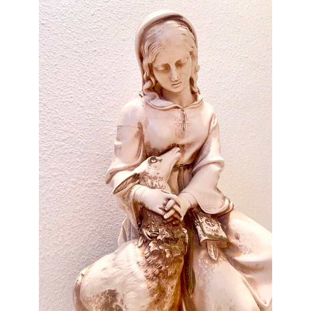 Vintage Marian of Rylstone Statue, Marwal, 1950's, Woman With Deer For Sale - Image 4 of 12
