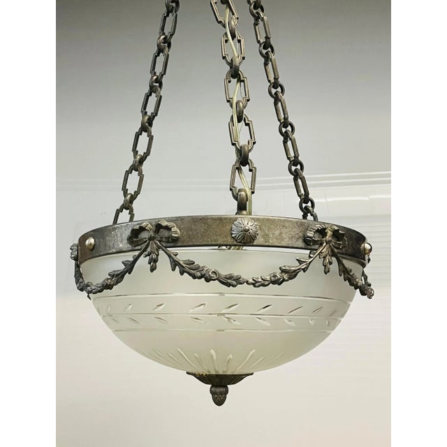 1980s 1980s Bronze Veritable Bronze & Cut Glass Chandelier For Sale - Image 5 of 13