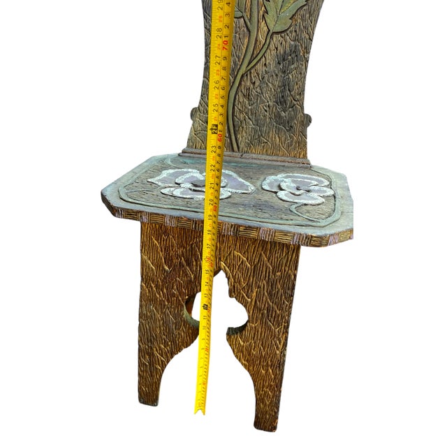 Early 20th Century Hand-Carved Chartreuse Chair With Anemone Motif Attributed to Liberty & Co, London For Sale - Image 13 of 16