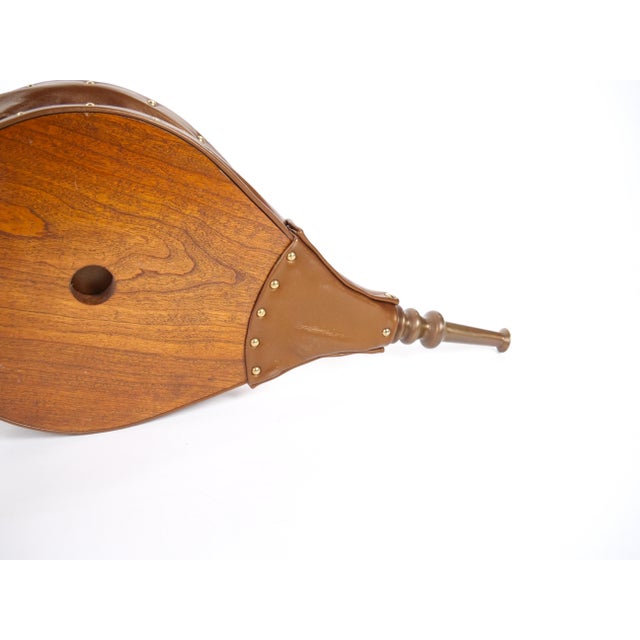 French Carved Walnut Forged Iron & Leather Fireplace Bellows For Sale - Image 9 of 10