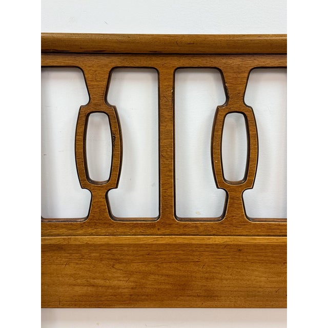 Vintage MCM Drexel Meridian Style King Headboard Collectible Walnut Bed Made From Twin For Sale - Image 4 of 12