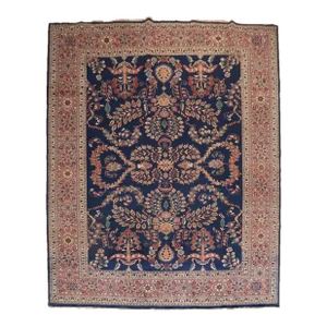 Sarouk Navy Blue Vintage Rug, 9'1'' X 11'5''