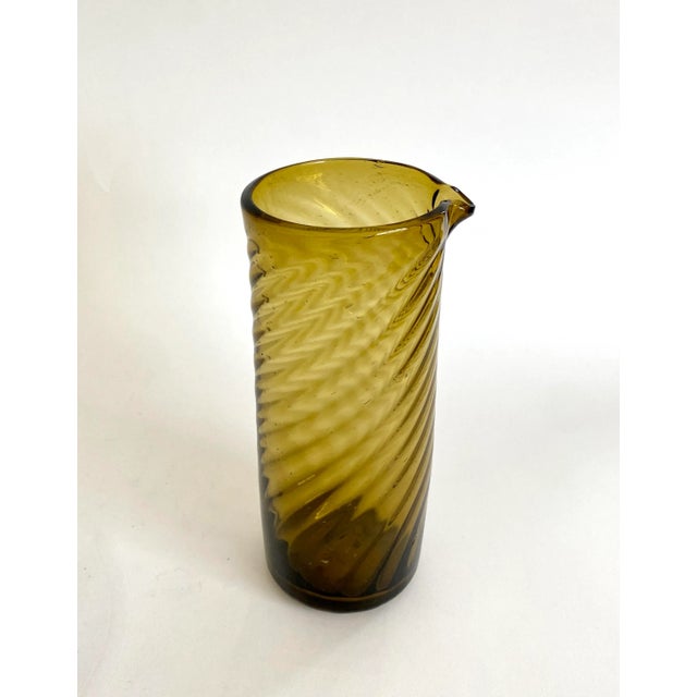 Mid-Century Modern Mid-Century Mexican Artisan Handblown Glass Pitcher For Sale - Image 3 of 7