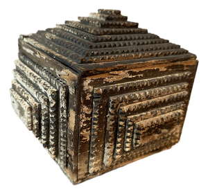 Early 20th Century Square Tramp Art Hinged Lidded Box