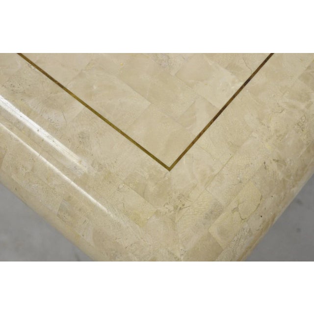 Maitland - Smith Vintage Tessellated Stone Inlay Modern Pedestal Console Table Attributed to Maitland Smith For Sale - Image 4 of 11