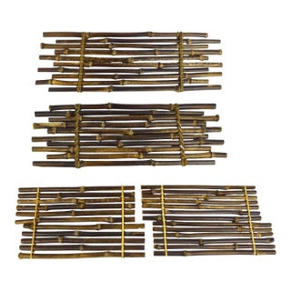 Mid 20th Century Handmade Natural Bamboo Flower Ikebana & Bonsai Stand Kadai Raft - 4 Pieces For Sale