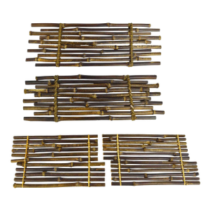 Mid 20th Century Handmade Natural Bamboo Flower Ikebana & Bonsai Stand Kadai Raft - 4 Pieces