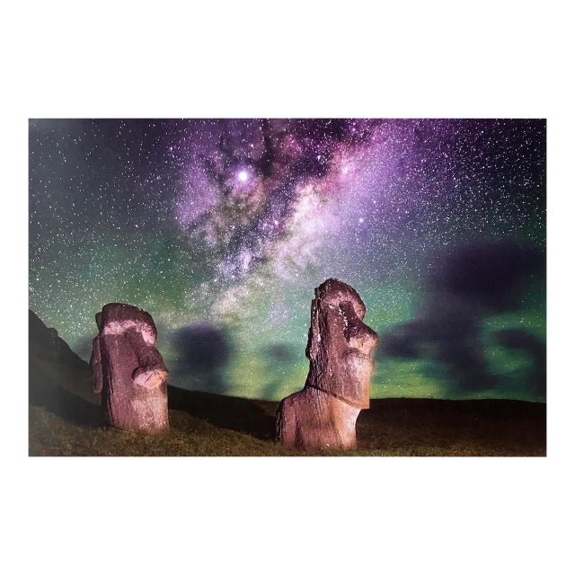 Moai Statues at Night, Easter Island Photograph by Marc Shields (17.5" X 12") For Sale