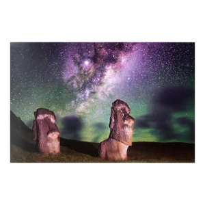 Moai Statues at Night, Easter Island Photograph by Marc Shields (17.5" X 12")