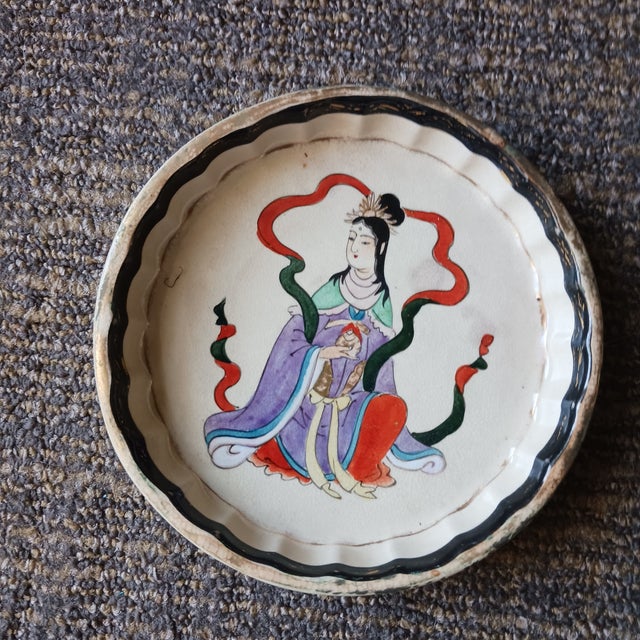1940s Japanese Immortals Relish or Condiment Tray For Sale - Image 6 of 12