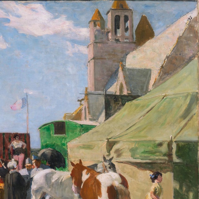 Sky Blue 'Fête Foraine' by Lucien Simon, Circa 1919, Circus, Brittany, Breton, Société Nationale Des Beaux-Arts For Sale - Image 8 of 12