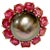 Bochic “Orient” Tahiti South Sea & Multi Ruby Cluster Ring Set 18K & Silver, Size 8.5 For Sale