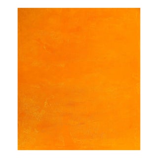 Large Orange Abstract Oil Painting on Canvas, 55x63 Extra Large Textured Wall Art, Minimalist Impasto Ochre Painting, Modern Living Room Decor For Sale