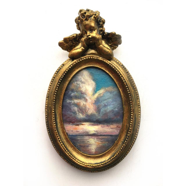 Stone Framed Original Painting Landscape Heaven Sky Miniature Decor by Valeriya Serova For Sale - Image 7 of 8