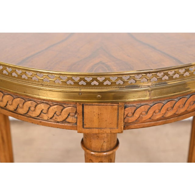 Baker Furniture French Regency Louis XVI Burled Walnut Tea Table For Sale - Image 10 of 12