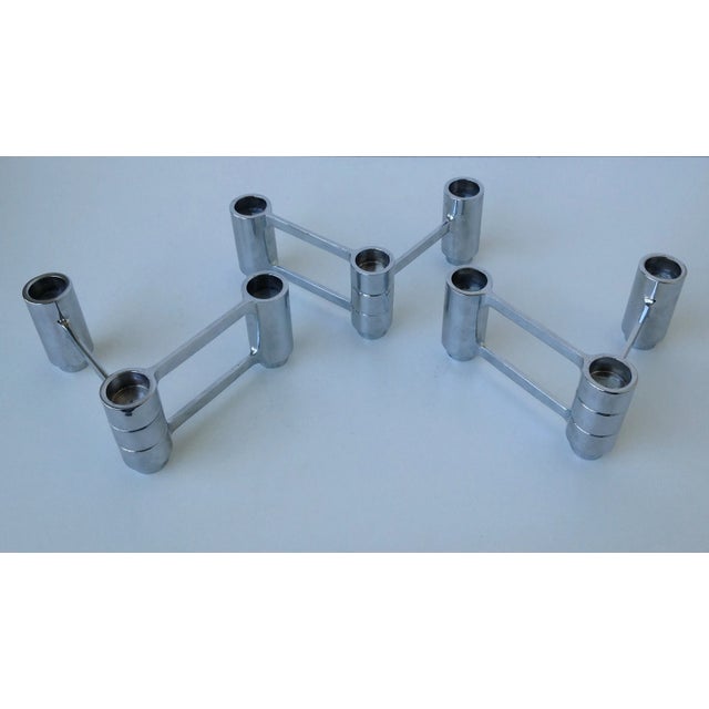 Vintage Chrome Plated Modular Candleholders - Set of 3 For Sale - Image 10 of 10