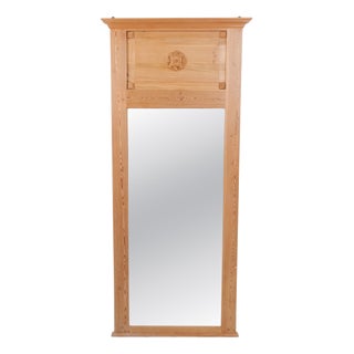 Rectangular Mirror in Pine with Carved Details, 1940s For Sale