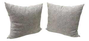 Custom Cream Linen Navy Geometric Design Pillows - A Pair