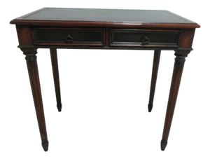 1990s Theodore Alexander Writing Desk Console French Leather Top Ladies