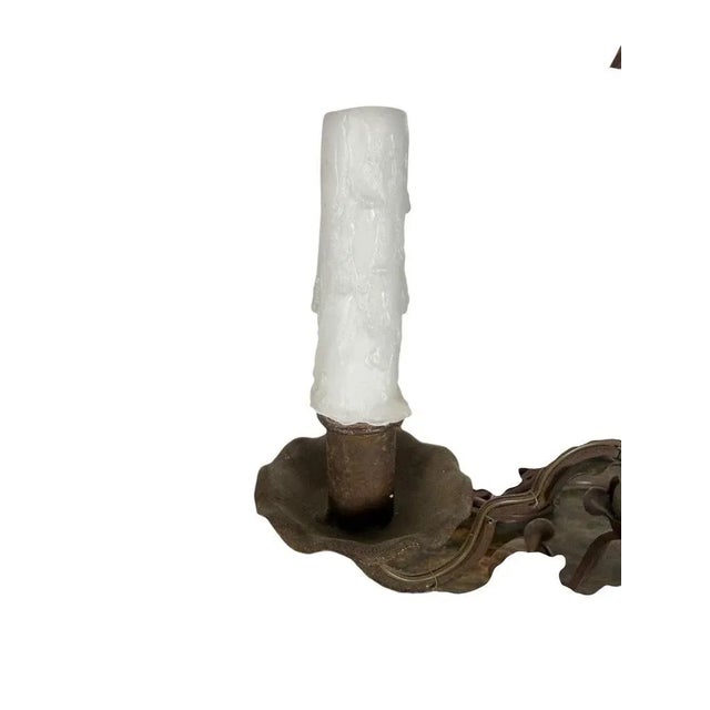 Brown Pair of Hand-Forged Wrought Iron Lamps, Spanish Revival Style, Spain For Sale - Image 8 of 8