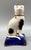 Late 20th Century Antique Black & White Cat Figurine on Blue Base – Staffordshire Pottery Style For Sale - Image 5 of 12