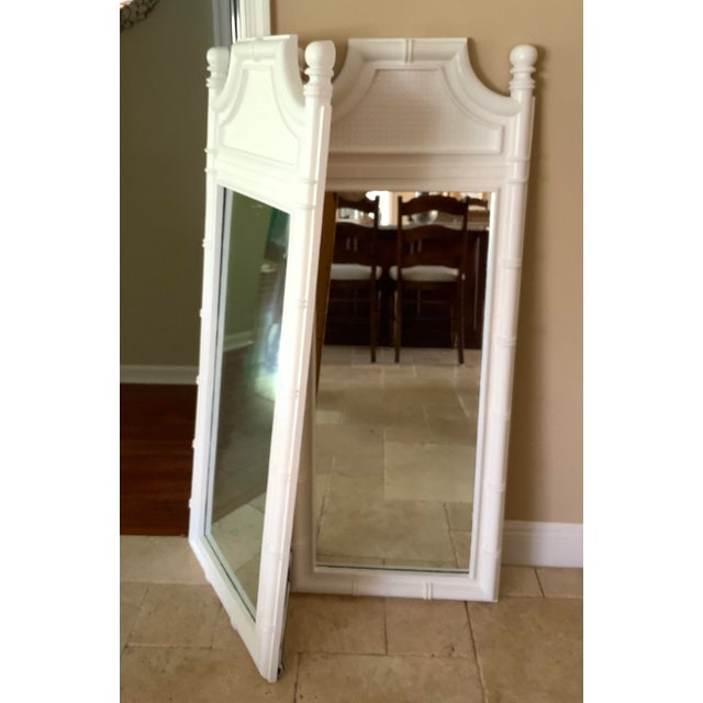 Boho Chic Vintage 60s Twin Faux Bamboo & Cane Mirrors- a Pair For Sale - Image 3 of 10