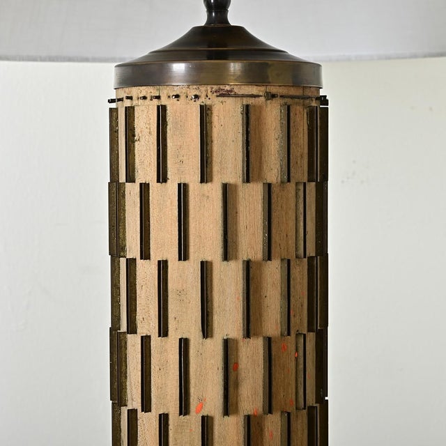 Vintage Lamp Made From Wallpaper Ink Roller For Sale In Baton Rouge - Image 6 of 10