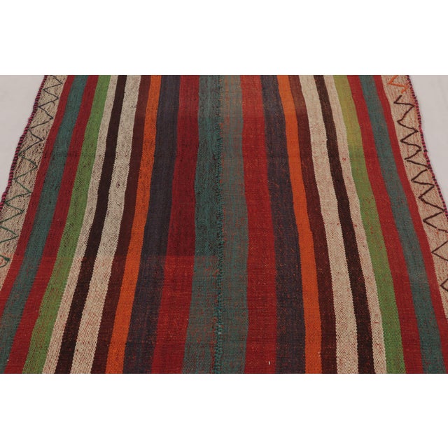 Vintage Persian Kilim, Vibrant Geometric Stripe Patterns - Rug & Kilim For Sale In New York - Image 6 of 9