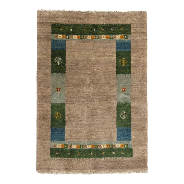 Vintage Hand-Knotted Persian Lori Gabbeh Rug 3'5" X 4'11" For Sale