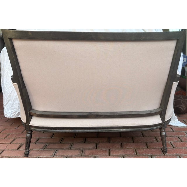 Vintage Beige Linen Isla Settee by Adrain Gray For Sale - Image 9 of 14